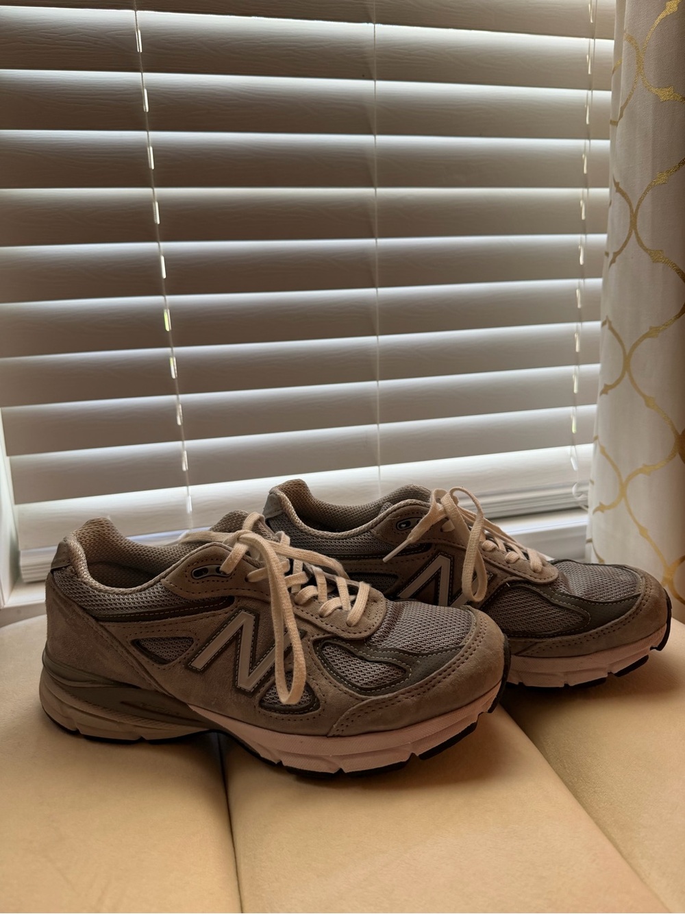 New Balance Men's Taupe Suede & Mesh Running Sneakers